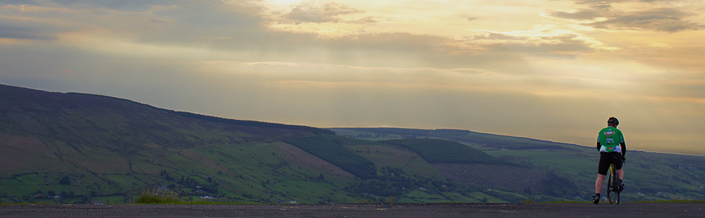 single biker at sunrise