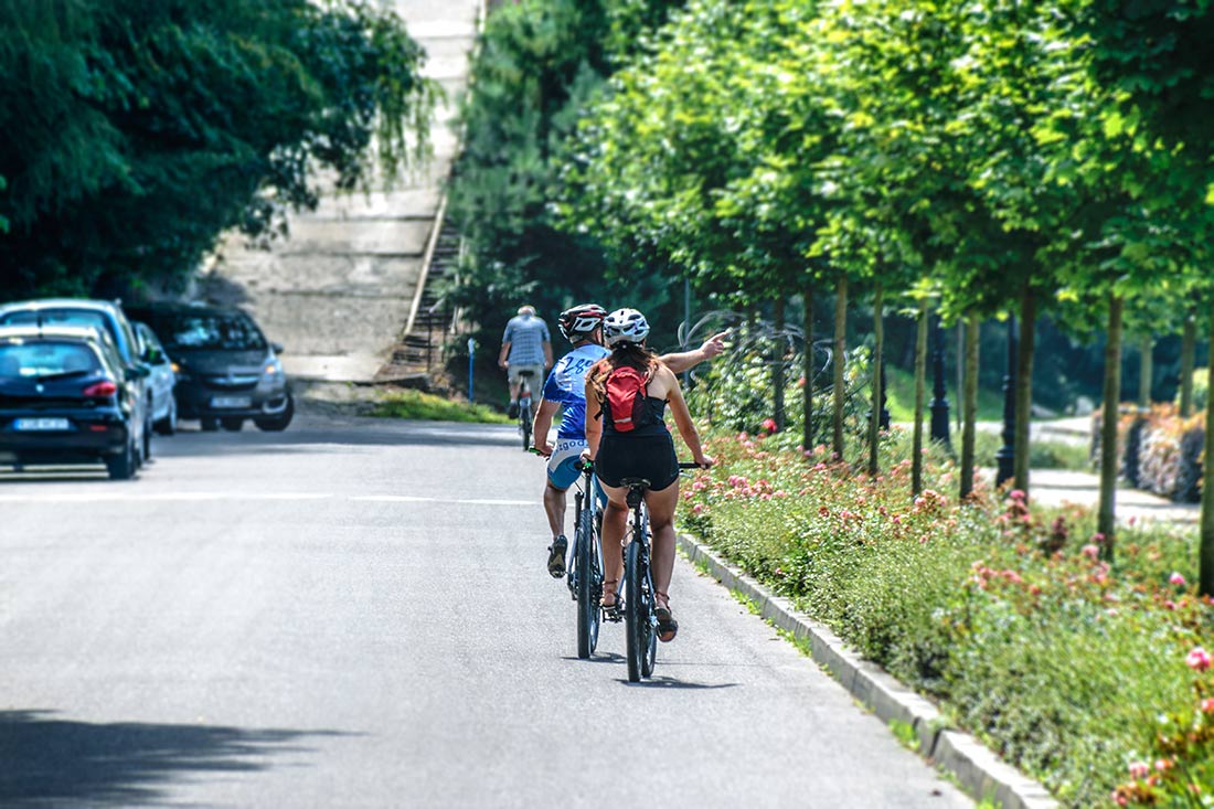 bikers on a quiet street